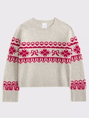 Abercrombie Kids girls soft knit holiday crewneck sweater size 17 18 years